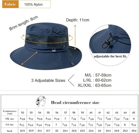 TOP-EX L/XL/XXL Waterproof UPF50 Wide Brim Sun Hat w/Breathable Vented Mesh in Kuwait