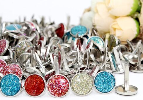 BESTCYC 100 قطعة 12 مللي متر مختلط الألوان بريق الترتر الايبوكسي برادس ورقة السحابات سكرابوكينغ بطاقة صنع الفن الحرفية المعادن المستديرة برادس in Kuwait