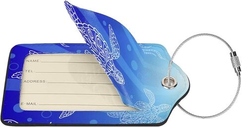 قطعتان من علامة أمتعة السلحفاة البحرية لحقيبة السفر، حلقة فولاذية مع ملصق تعريف غطاء الخصوصية، بطاقة أمتعة السلحفاة، هدية عيد ميلاد للنساء والرجال والأولاد والبنات in Kuwait