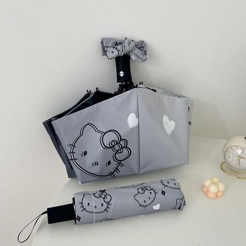 Cute Anime Kitten Gradient Umbrella Automatic Open Folding Umbrella Suitable for Traveling Lightweight Portable Sunshade Gift for Girls in Saudi Arabia