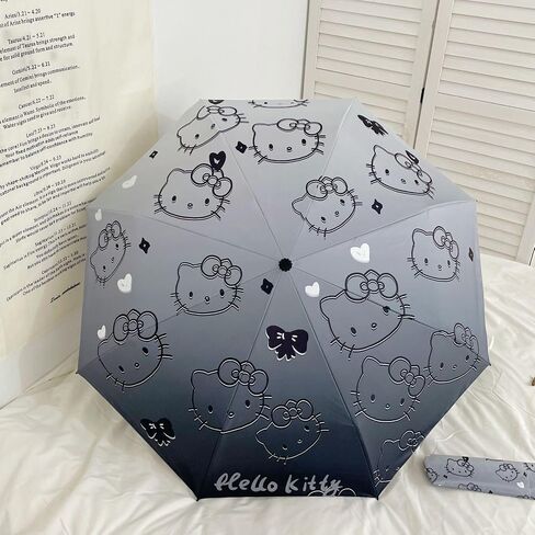 Cute Anime Kitten Gradient Umbrella Automatic Open Folding Umbrella Suitable for Traveling Lightweight Portable Sunshade Gift for Girls in Saudi Arabia