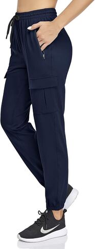 HISKYWIN النساء البضائع المشي لمسافات طويلة رياضية ركض Sweatpants الرباط تجريب صالة السراويل غير رسمية في الهواء الطلق مع جيوب in Kuwait