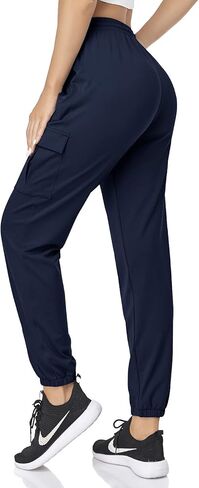 HISKYWIN النساء البضائع المشي لمسافات طويلة رياضية ركض Sweatpants الرباط تجريب صالة السراويل غير رسمية في الهواء الطلق مع جيوب in Kuwait