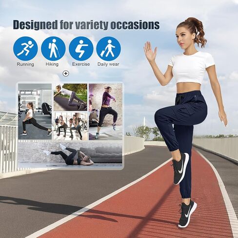 HISKYWIN النساء البضائع المشي لمسافات طويلة رياضية ركض Sweatpants الرباط تجريب صالة السراويل غير رسمية في الهواء الطلق مع جيوب in Kuwait