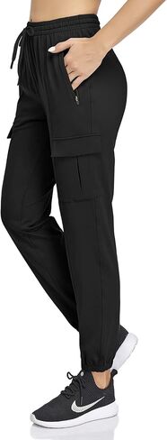 HISKYWIN Women Cargo Hiking Athletic Joggers Sweatpants Drawstring Workout Lounge Casual Outdoor Pants with Pockets in Saudi Arabia