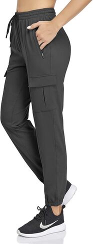 HISKYWIN Women Cargo Hiking Athletic Joggers Sweatpants Drawstring Workout Lounge Casual Outdoor Pants with Pockets in Saudi Arabia