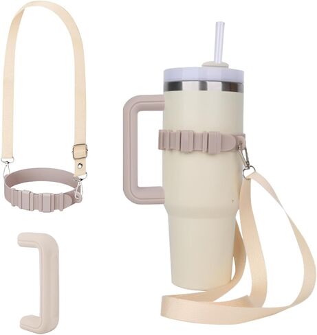 حزام مقبض زجاجة مياه UPIKIT مع حزام كروس قابل للتعديل، يناسب زجاجات 8-40oz، واقي مقبض سيليكون غير قابل للانزلاق متوافق مع ملحقات ستانلي 40oz، US-Strap-Bottle-3 in Kuwait