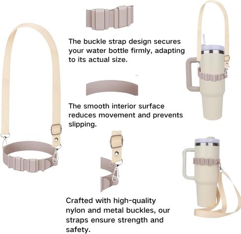 حزام مقبض زجاجة مياه UPIKIT مع حزام كروس قابل للتعديل، يناسب زجاجات 8-40oz، واقي مقبض سيليكون غير قابل للانزلاق متوافق مع ملحقات ستانلي 40oz، US-Strap-Bottle-3 in Kuwait