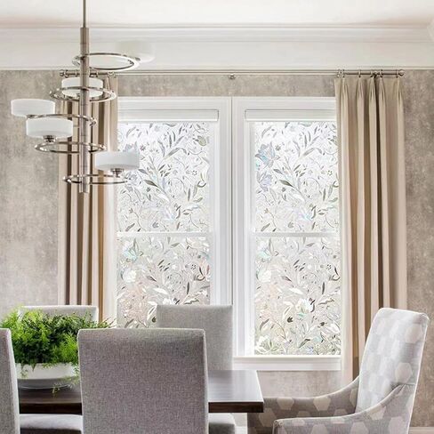 Window Privacy Film, Decorative Glass Removable Sticker, 3D Sun UV Blocking Window Vinyl, Stained Glass Window Decals, Static Cling Window Stickers Non-Adhesive, No-Glue, 17.5 x 78.7inches in Saudi Arabia
