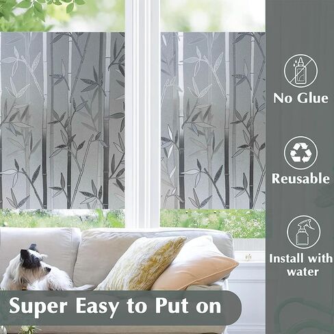 Window Privacy Film, Decorative Glass Removable Sticker, 3D Sun UV Blocking Window Vinyl, Stained Glass Window Decals, Static Cling Window Stickers Non-Adhesive, No-Glue, 17.5 x 78.7inches in Saudi Arabia