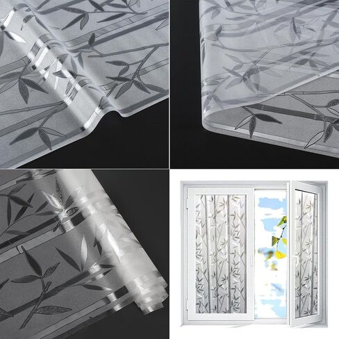 Window Privacy Film, Decorative Glass Removable Sticker, 3D Sun UV Blocking Window Vinyl, Stained Glass Window Decals, Static Cling Window Stickers Non-Adhesive, No-Glue, 17.5 x 78.7inches in Saudi Arabia