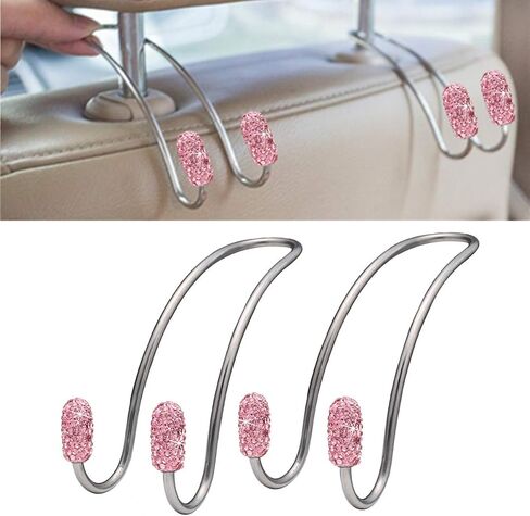 Moly Magnolia Car Seat Headrest Hooks, Universal Car Hooks, Car Seat Accessory for Coats Umbrellas Grocery Bags Handbag (Pink) in Saudi Arabia