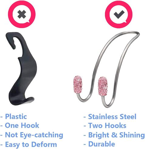 Moly Magnolia Car Seat Headrest Hooks, Universal Car Hooks, Car Seat Accessory for Coats Umbrellas Grocery Bags Handbag (Pink) in Saudi Arabia