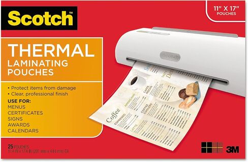 Scotch TP385625 Menu Size Thermal Laminating Pouches, 3 mil, 17 1/2 x 11 1/2, 25 per Pack in Saudi Arabia