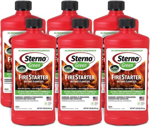 جل اللهب الفوري من Sterno Firestarter، للاستخدام الداخلي والخارجي في جميع الأحوال الجوية، 16 أونصة، 6 عبوات in Kuwait
