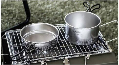 طقم طبخ للتخييم مع وعاء ومقلاة وزجاج للشرب وحقيبة تخزين للسفر والتنزه سيرًا على الأقدام وصيد الأسماك والتخييم والنزهات in Kuwait