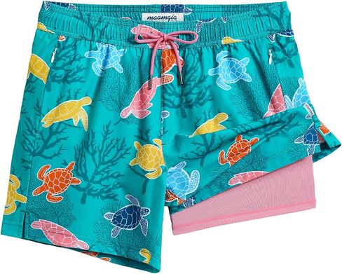 maamgic Men's Swim Trunks 5.5 inch Recycled Beach Shorts with Compression Liner Quick Dry Swim Shorts Zipper Pockets in Kuwait