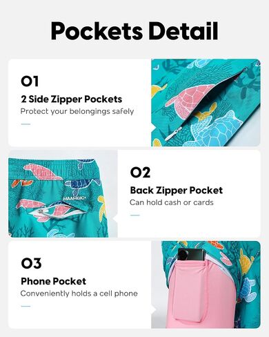 maamgic Men's Swim Trunks 5.5 inch Recycled Beach Shorts with Compression Liner Quick Dry Swim Shorts Zipper Pockets in Kuwait