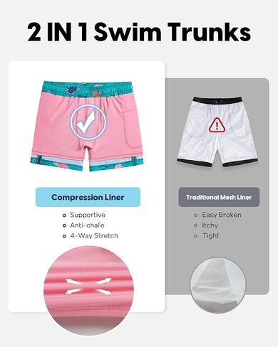 maamgic Men's Swim Trunks 5.5 inch Recycled Beach Shorts with Compression Liner Quick Dry Swim Shorts Zipper Pockets in Kuwait