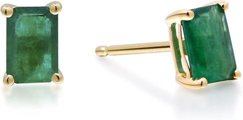 Gin & Grace women's 14K Yellow Gold Natural Zambian Emerald Earrings | Ethically, Authentically & Organically Sourced Emerald Shape Emerald Hand-Crafted Jewelry | Emerald Earrings GJ15386E-EM in Kuwait