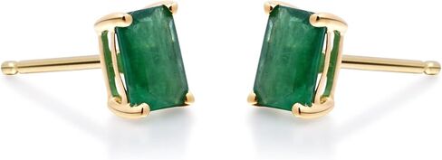 Gin & Grace women's 14K Yellow Gold Natural Zambian Emerald Earrings | Ethically, Authentically & Organically Sourced Emerald Shape Emerald Hand-Crafted Jewelry | Emerald Earrings GJ15386E-EM in Kuwait