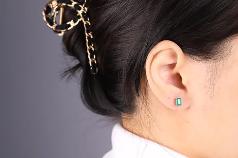 Gin & Grace women's 14K Yellow Gold Natural Zambian Emerald Earrings | Ethically, Authentically & Organically Sourced Emerald Shape Emerald Hand-Crafted Jewelry | Emerald Earrings GJ15386E-EM in Kuwait
