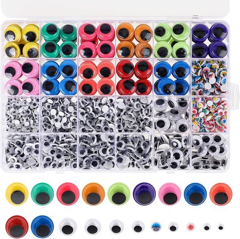 1700Pcs Googly Wiggle Eyes Self Adhesive Wiggle Googly Eye for Craft Sticker Multi Colors and Sizes Wiggle Eyes for DIY in Saudi Arabia