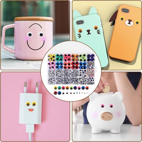 1700Pcs Googly Wiggle Eyes Self Adhesive Wiggle Googly Eye for Craft Sticker Multi Colors and Sizes Wiggle Eyes for DIY in Saudi Arabia