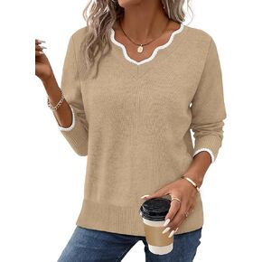 OFEEFAN WOMENS V SWATERS SWANDERS Pullover Sweatwove Lightweight Tops Long Sleeve Tops Fall Fall Adtings 2025 in Kuwait
