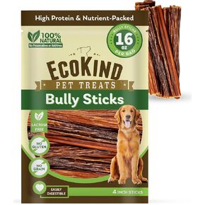 EcoKind Pet Treats All-Natural Premium 12 Inch Bully Sticks for Dogs | 16 Oz. Bag | Delicious Protein Rich Dog Chews in Kuwait