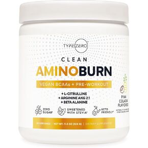 Type Zero AminoBurn - Natural Pre Workout + BCAA (Fruit Punch | 30serv) Sugar Free BCAAs Amino Acids Supplement Keto Preworkout, Amino Preworkout and Post Workout Drink in Kuwait
