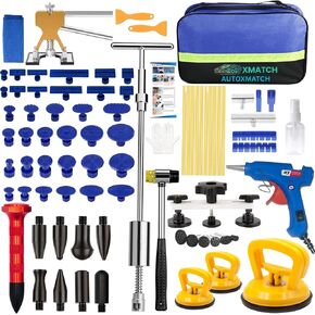 97 PCs Dent Puller Kit, Car dent pop Out Tool kit, Paintless Dent Removal Kit with Golden Lifter, Bridge Puller, Slide Hammer T-Bar, Small dent Puller, Dent Remover Tool for car, PDR Tools in Saudi Arabia