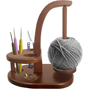 حامل غزل الكروشيه من ييلان، حامل غزل للكروشيه والحياكة، حامل غزل خشبي مغناطيسي مع تخزين ملحقات الكروشيه، هدية كروشيه لمحبي الكروشيه والحياكة (بني) in Kuwait