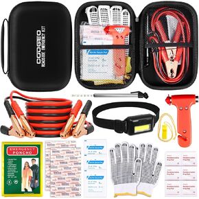 طقم سيارة للطوارئ على جانب الطريق مكون من 10 قطع مع كابلات توصيل، وإكسسوارات السيارة للرجال، ومجموعة أدوات السلامة المساعدة تتضمن مطرقة أمان، ومصابيح أمامية، وقفازات، ومجموعة الإسعافات الأولية للنساء والرجال والمراهقين in Kuwait