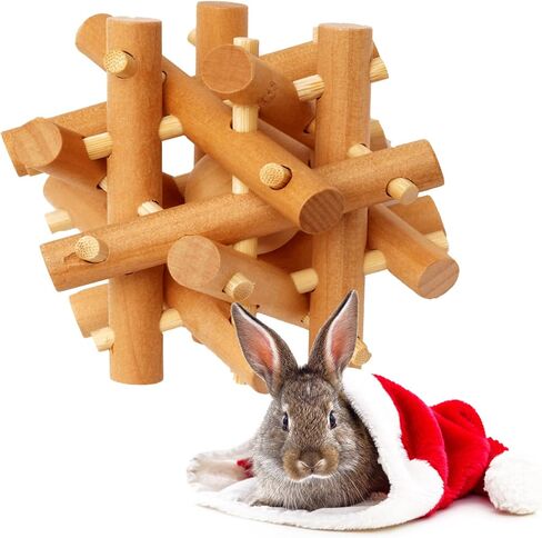 Wooden Chewing Toy for Small Animals, Natural Wood for Rabbit, Guinea Pig, Bunny, Chinchilla (Colored) in Saudi Arabia