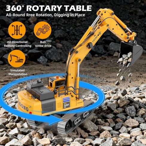 حفار RC 1/50 - مركبة هندسية معدنية احترافية للبالغين، حفر لولبي، رفع كهربائي، دلو حفار، مسارات، ضوء/صوت، بطاريات مزدوجة وحقيبة in Kuwait