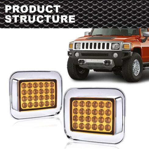 مجموعة أضواء إشارة الزاوية LED متوافقة مع مصابيح وقوف السيارات Hummer H2 2003 2004 2005 2006 2007 2008 2009 يسار + يمين (واضح) in Kuwait