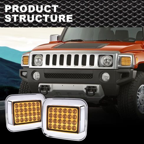 مجموعة أضواء إشارة الزاوية LED متوافقة مع مصابيح وقوف السيارات Hummer H2 2003 2004 2005 2006 2007 2008 2009 يسار + يمين (واضح) in Kuwait