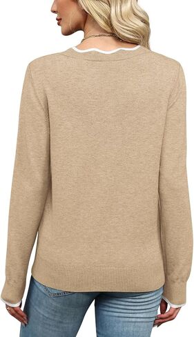 OFEEFAN WOMENS V SWATERS SWANDERS Pullover Sweatwove Lightweight Tops Long Sleeve Tops Fall Fall Adtings 2025 in Kuwait