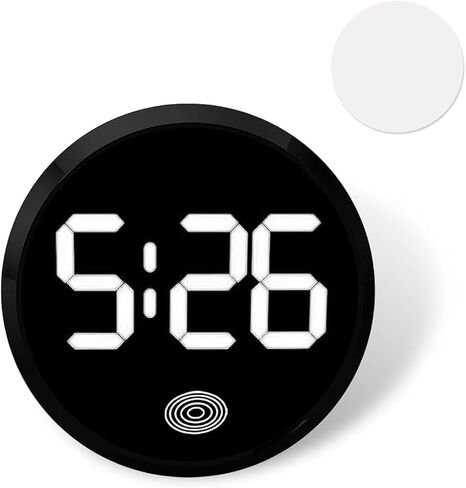 Digital Dashboard Car Clock, Alloy Touch Activated Round Digital Display Clock, Self-Adhesive LED Illuminated Time Display Interior Decoration, Universal for Vehicles, Desks (White) in Saudi Arabia