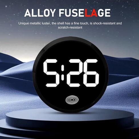 Digital Dashboard Car Clock, Alloy Touch Activated Round Digital Display Clock, Self-Adhesive LED Illuminated Time Display Interior Decoration, Universal for Vehicles, Desks (White) in Saudi Arabia