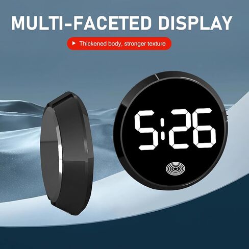Digital Dashboard Car Clock, Alloy Touch Activated Round Digital Display Clock, Self-Adhesive LED Illuminated Time Display Interior Decoration, Universal for Vehicles, Desks (White) in Saudi Arabia