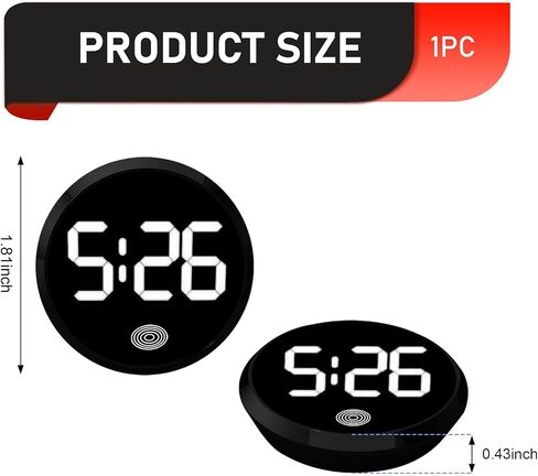 Digital Dashboard Car Clock, Alloy Touch Activated Round Digital Display Clock, Self-Adhesive LED Illuminated Time Display Interior Decoration, Universal for Vehicles, Desks (White) in Saudi Arabia