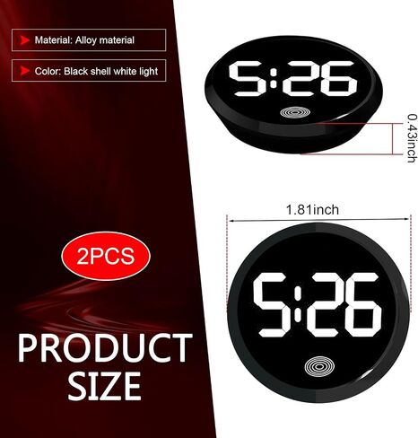 Car Clock, Mini Digital Dashboard Clock, LED High-Definition Brightness Display Digital, Touch Activated Stick On Automotive Watch Accessories, for Most Cars (White) in Saudi Arabia