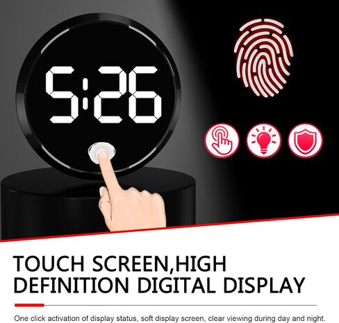 Car Clock, Mini Digital Dashboard Clock, LED High-Definition Brightness Display Digital, Touch Activated Stick On Automotive Watch Accessories, for Most Cars (White) in Saudi Arabia