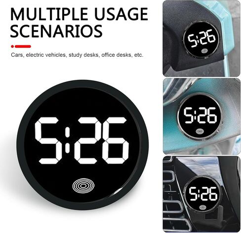 Car Clock, Mini Digital Dashboard Clock, LED High-Definition Brightness Display Digital, Touch Activated Stick On Automotive Watch Accessories, for Most Cars (White) in Saudi Arabia