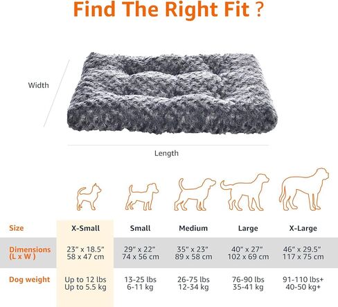 Amazon Basics Cat and Dog Bed Machine Washable Plush Pet Bed and Crate Pad, X-Large, Indoor, 46 x 29 x 4 Inches, Gray in Kuwait