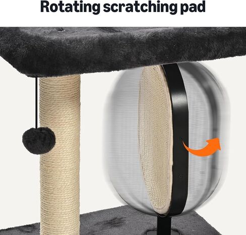 برج القطط من أمازون بيسكس مع أرجوحة وأعمدة خدش للقطط الداخلية، 15.8 × 15.8 × 19.7 بوصة، بيج in Kuwait