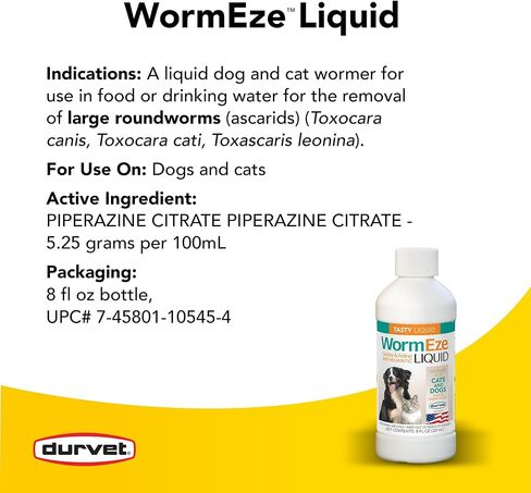 Durvet WormEze سائل مضاد للديدان للكلاب والقطط، 8 أونصة in Saudi Arabia