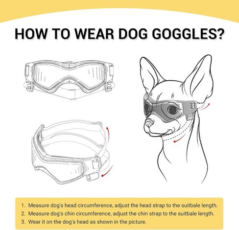 Dog Goggles Small Breed, Dog Sunglasses UV Protection Puppy Eyewear for Small Pet Outdoor Riding Driving, Black S in Saudi Arabia
